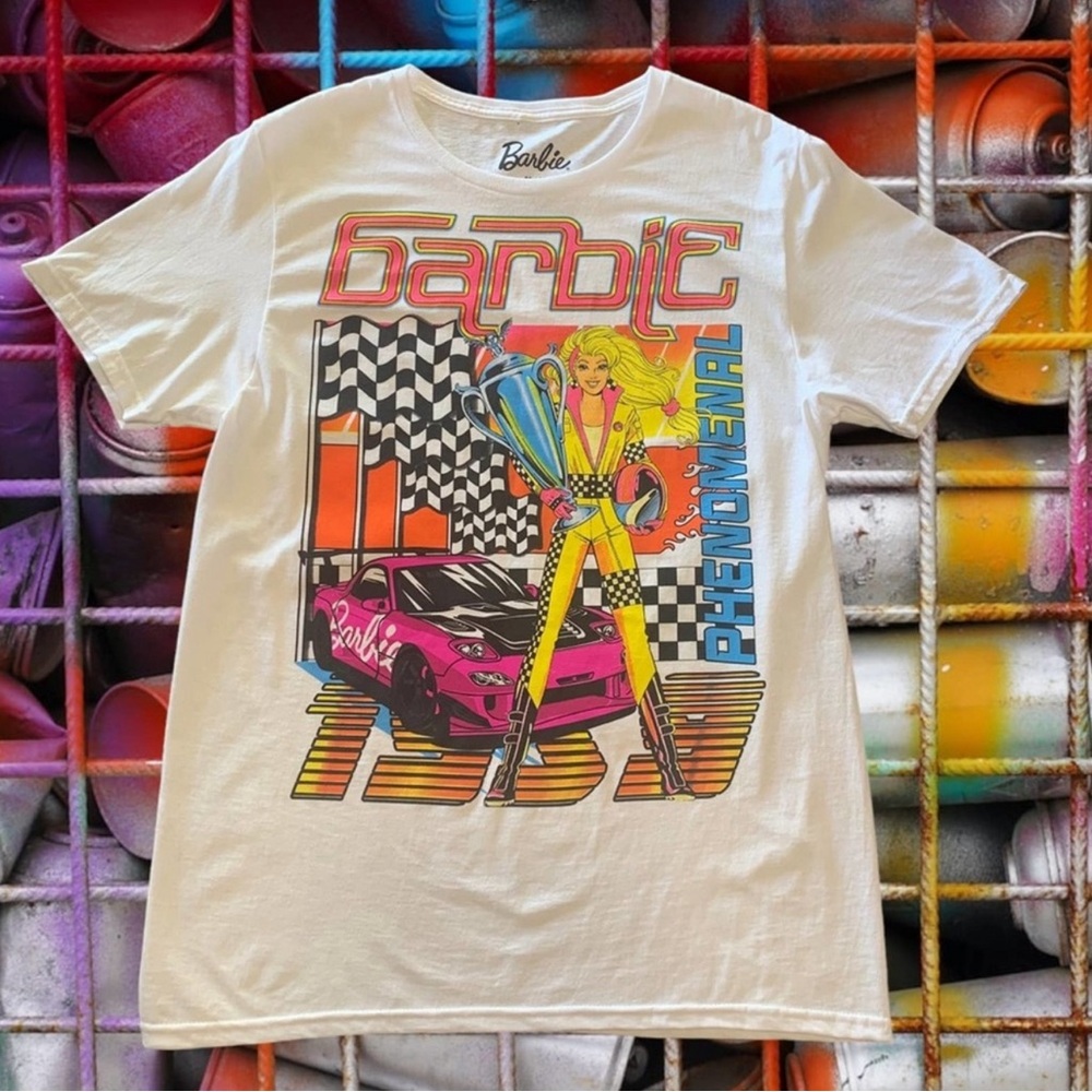 Barbie Nascar Racing Car Tee Large Barbie Tee BarbieCore